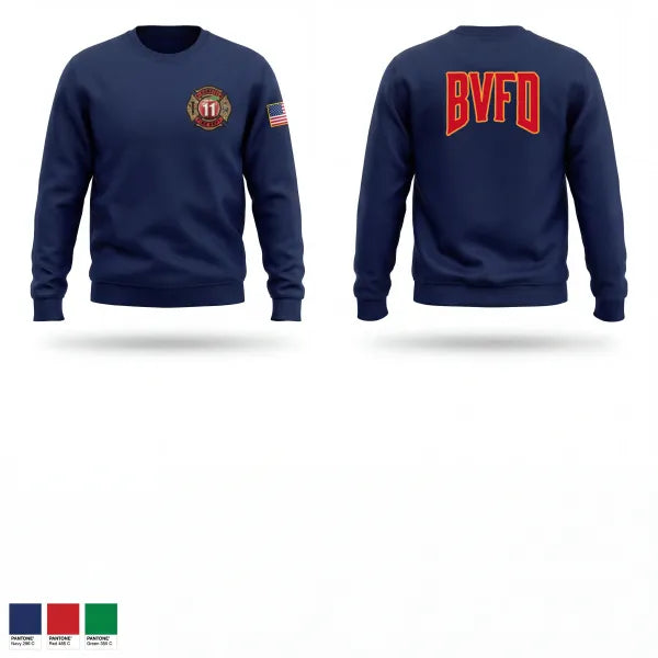 Crew Neck Sweatshirt, Bloomfield Volunteer Fire Department, Fire Department, Teamtime, Team time, sublimation, custom sports apparel, team uniforms, spirit wear, spiritwear, sports uniforms, custom shirts, team store, custom team store, fundraiser sports, apparel fundraiser