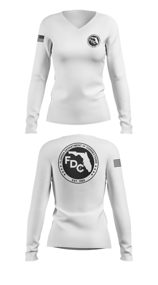 Womens Long Sleeve Vneck Shirt, Florida Department of Corrections, Police, Teamtime, Team time, sublimation, custom sports apparel, team uniforms, spirit wear, spiritwear, sports uniforms, custom shirts, team store, custom team store, fundraiser sports, apparel fundraiser