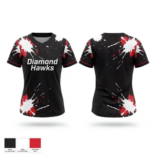 Two Button Softball Jersey, Diamond Hawks, Softball, Teamtime, Team time, sublimation, custom sports apparel, team uniforms, spirit wear, spiritwear, sports uniforms, custom shirts, team store, custom team store, fundraiser sports, apparel fundraiser