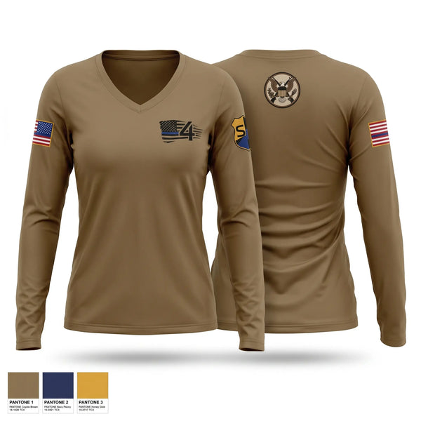 Womens Long Sleeve Vneck Shirt, JB24, Air Force, Teamtime, Team time, sublimation, custom sports apparel, team uniforms, spirit wear, spiritwear, sports uniforms, custom shirts, team store, custom team store, fundraiser sports, apparel fundraiser