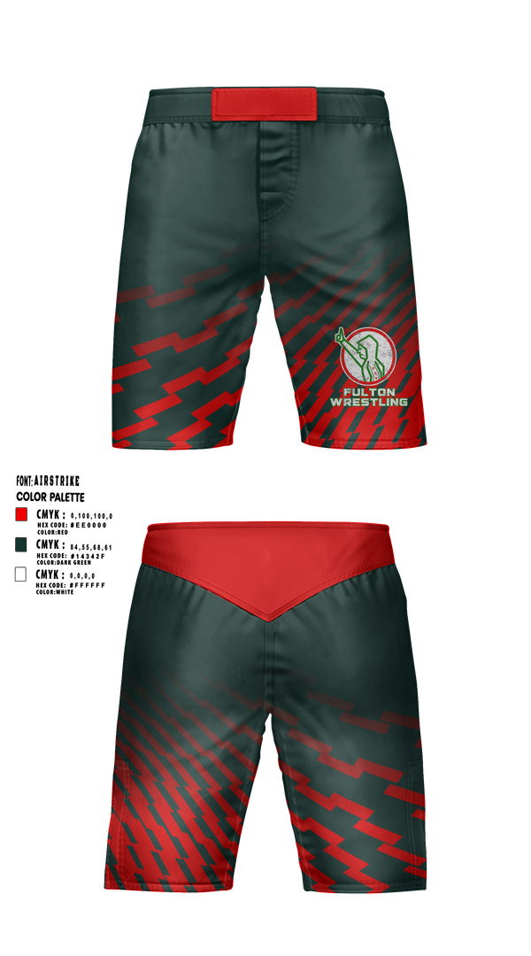 Fight Shorts, Fulton, Wrestling, Teamtime, Team time, sublimation, custom sports apparel, team uniforms, spirit wear, spiritwear, sports uniforms, custom shirts, team store, custom team store, fundraiser sports, apparel fundraiser