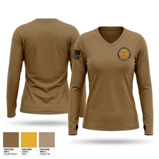 Womens Long Sleeve Vneck Shirt, 752d Military Intelligence, Army, Teamtime, Team time, sublimation, custom sports apparel, team uniforms, spirit wear, spiritwear, sports uniforms, custom shirts, team store, custom team store, fundraiser sports, apparel fundraiser