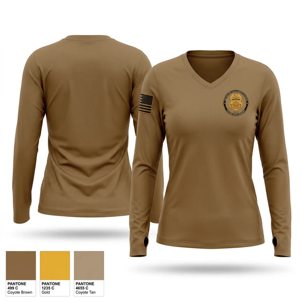 Womens Long Sleeve Vneck Shirt, 752d Military Intelligence, Army, Teamtime, Team time, sublimation, custom sports apparel, team uniforms, spirit wear, spiritwear, sports uniforms, custom shirts, team store, custom team store, fundraiser sports, apparel fundraiser