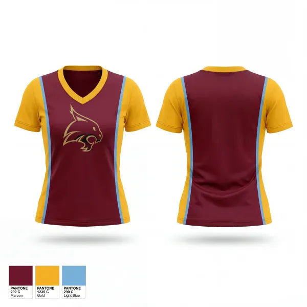 Womens Short Sleeve Vneck Shirt, Explorer Bobcats, Men's Basketball, Teamtime, Team time, sublimation, custom sports apparel, team uniforms, spirit wear, spiritwear, sports uniforms, custom shirts, team store, custom team store, fundraiser sports, apparel fundraiser