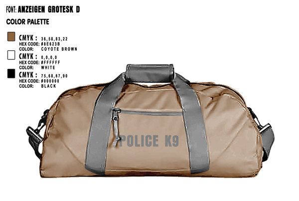Duffle Bag, POLICE K9, , Teamtime, Team time, sublimation, custom sports apparel, team uniforms, spirit wear, spiritwear, sports uniforms, custom shirts, team store, custom team store, fundraiser sports, apparel fundraiser