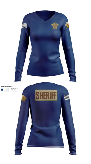 Womens Long Sleeve Vneck Shirt, Hudspeth county sheriff office, , Teamtime, Team time, sublimation, custom sports apparel, team uniforms, spirit wear, spiritwear, sports uniforms, custom shirts, team store, custom team store, fundraiser sports, apparel fundraiser