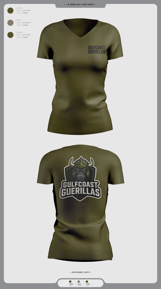 Womens Short Sleeve Vneck Shirt, Gulfcoast Guerillas, , Teamtime, Team time, sublimation, custom sports apparel, team uniforms, spirit wear, spiritwear, sports uniforms, custom shirts, team store, custom team store, fundraiser sports, apparel fundraiser