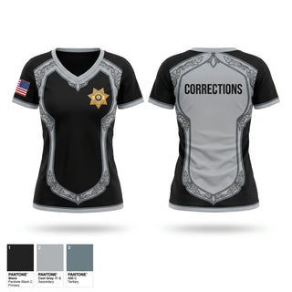 Womens Short Sleeve Vneck Shirt, Orleans County Corrections, Police, Teamtime, Team time, sublimation, custom sports apparel, team uniforms, spirit wear, spiritwear, sports uniforms, custom shirts, team store, custom team store, fundraiser sports, apparel fundraiser