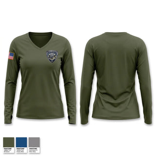 Womens Long Sleeve Vneck Shirt, Prince George's County Police Robbery Unit, Police, Teamtime, Team time, sublimation, custom sports apparel, team uniforms, spirit wear, spiritwear, sports uniforms, custom shirts, team store, custom team store, fundraiser sports, apparel fundraiser