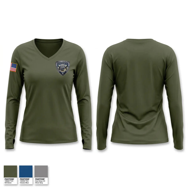 Womens Long Sleeve Vneck Shirt, Prince George's County Police Robbery Unit, Police, Teamtime, Team time, sublimation, custom sports apparel, team uniforms, spirit wear, spiritwear, sports uniforms, custom shirts, team store, custom team store, fundraiser sports, apparel fundraiser