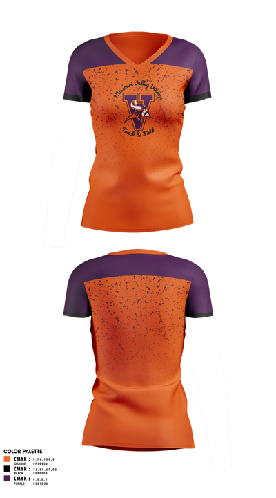 Missouri Valley College Track & Field 54824388 Women's Short Sleeve V-neck Shirt - 1