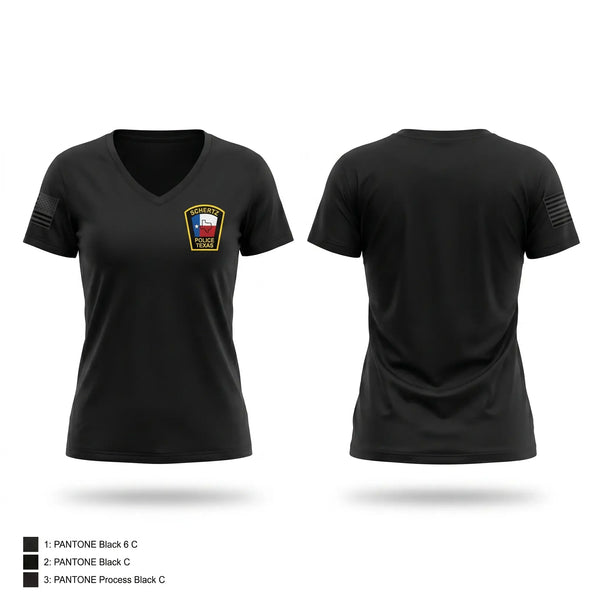 Womens Short Sleeve Vneck Shirt, Schertz PD, Police, Teamtime, Team time, sublimation, custom sports apparel, team uniforms, spirit wear, spiritwear, sports uniforms, custom shirts, team store, custom team store, fundraiser sports, apparel fundraiser