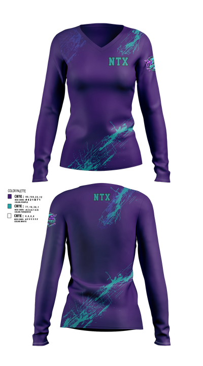 NTX BATTIES Women's Long Sleeve V-neck Shirt - 3