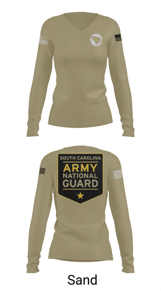 Womens Long Sleeve Vneck Shirt, Scarng, National Guard, Teamtime, Team time, sublimation, custom sports apparel, team uniforms, spirit wear, spiritwear, sports uniforms, custom shirts, team store, custom team store, fundraiser sports, apparel fundraiser