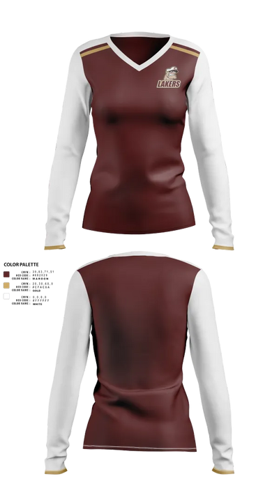 Pymatuning Valley Lakers 25226267 Women's Long Sleeve V-neck Shirt - 21