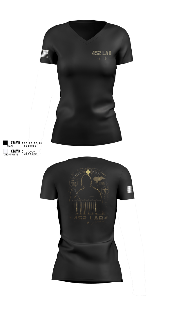 Womens Short Sleeve Vneck Shirt, 452 MED DET, Army, Teamtime, Team time, sublimation, custom sports apparel, team uniforms, spirit wear, spiritwear, sports uniforms, custom shirts, team store, custom team store, fundraiser sports, apparel fundraiser