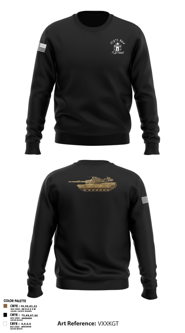 Crew Neck Sweatshirt, Death Row Platoon, Tomahawk Troop, 5/4 CAV, 2ABCT, 1ID, , Teamtime, Team time, sublimation, custom sports apparel, team uniforms, spirit wear, spiritwear, sports uniforms, custom shirts, team store, custom team store, fundraiser sports, apparel fundraiser