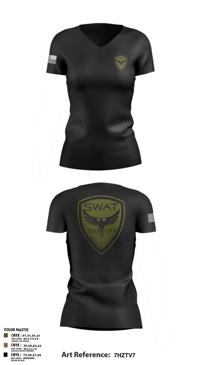 SWAT 89423613 Women's Short Sleeve V-neck Shirt - 3