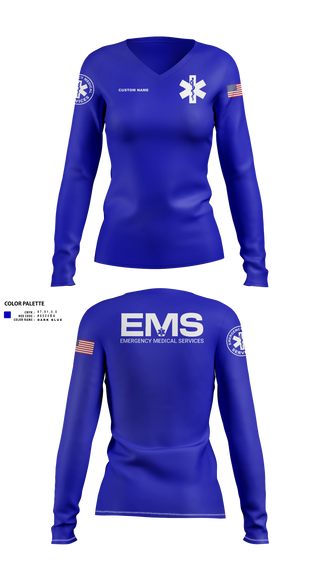 Womens Long Sleeve Vneck Shirt, Central EMS, EMS/EMT, Teamtime, Team time, sublimation, custom sports apparel, team uniforms, spirit wear, spiritwear, sports uniforms, custom shirts, team store, custom team store, fundraiser sports, apparel fundraiser