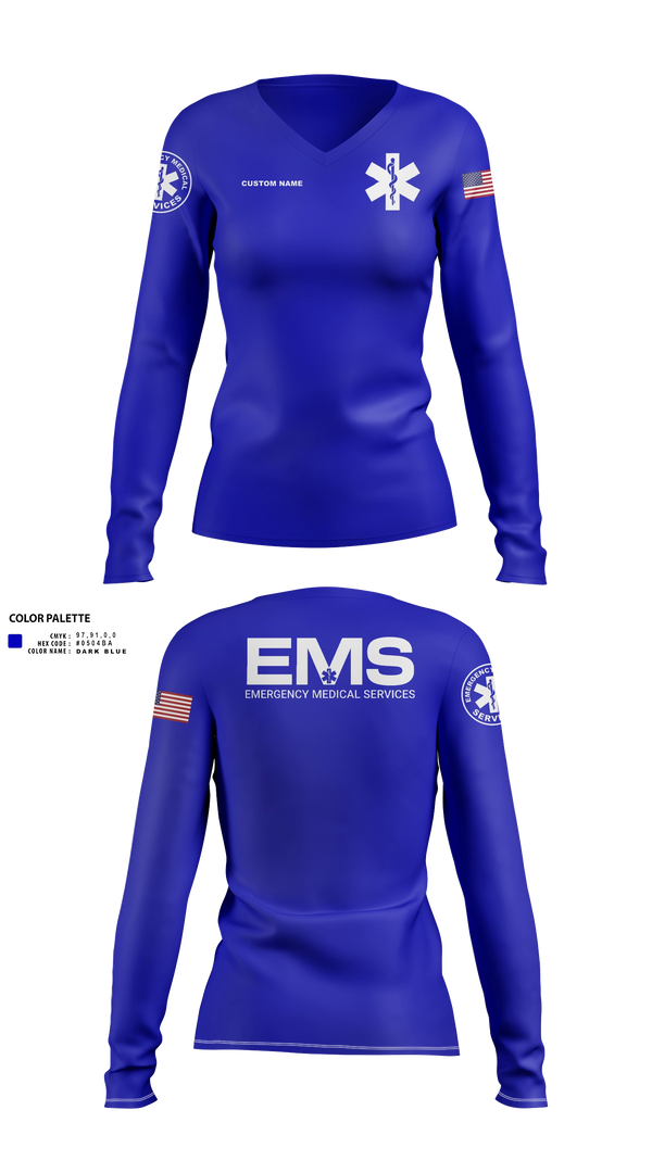 Womens Long Sleeve Vneck Shirt, Central EMS, EMS/EMT, Teamtime, Team time, sublimation, custom sports apparel, team uniforms, spirit wear, spiritwear, sports uniforms, custom shirts, team store, custom team store, fundraiser sports, apparel fundraiser
