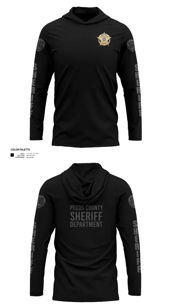 Long Sleeve Performance Shirt with hood, Pecos County Sheriff’s Office, Police, Teamtime, Team time, sublimation, custom sports apparel, team uniforms, spirit wear, spiritwear, sports uniforms, custom shirts, team store, custom team store, fundraiser sports, apparel fundraiser