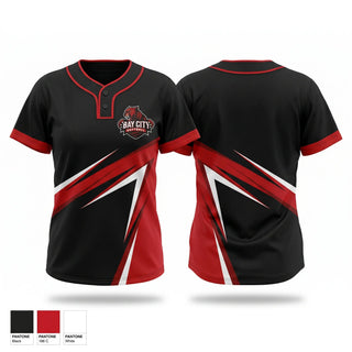 Two Button Softball Jersey, Bay City Panthers, Softball, Teamtime, Team time, sublimation, custom sports apparel, team uniforms, spirit wear, spiritwear, sports uniforms, custom shirts, team store, custom team store, fundraiser sports, apparel fundraiser