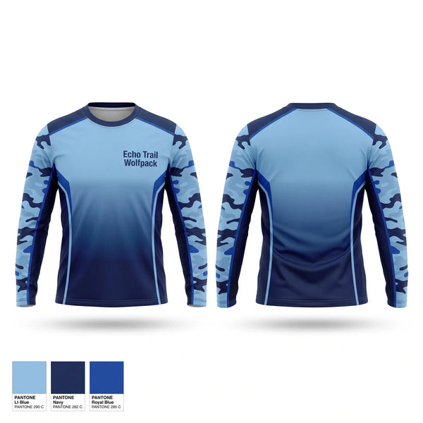 Long Sleeve Performance Shirt, Echo Trail Wolfpack, Men's Basketball, Teamtime, Team time, sublimation, custom sports apparel, team uniforms, spirit wear, spiritwear, sports uniforms, custom shirts, team store, custom team store, fundraiser sports, apparel fundraiser