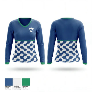 Womens Long Sleeve Vneck Shirt, Cate School Track & Field, Track & Field, Teamtime, Team time, sublimation, custom sports apparel, team uniforms, spirit wear, spiritwear, sports uniforms, custom shirts, team store, custom team store, fundraiser sports, apparel fundraiser