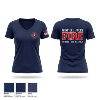 Womens Short Sleeve Vneck Shirt, Winfield foley fire protection district, Fire Department, Teamtime, Team time, sublimation, custom sports apparel, team uniforms, spirit wear, spiritwear, sports uniforms, custom shirts, team store, custom team store, fundraiser sports, apparel fundraiser