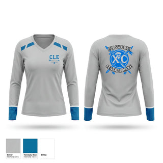 Womens Long Sleeve Vneck Shirt, CLE Knights, Cross Country, Teamtime, Team time, sublimation, custom sports apparel, team uniforms, spirit wear, spiritwear, sports uniforms, custom shirts, team store, custom team store, fundraiser sports, apparel fundraiser