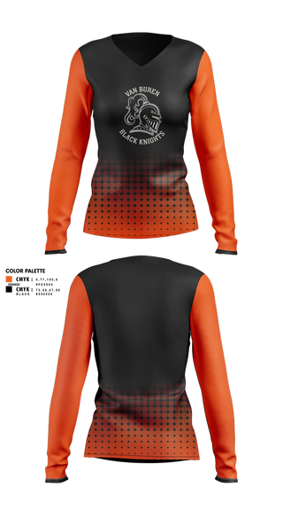 Womens Long Sleeve Vneck Shirt, Van Buren Youth Soccer Association, Spirit Store, Teamtime, Team time, sublimation, custom sports apparel, team uniforms, spirit wear, spiritwear, sports uniforms, custom shirts, team store, custom team store, fundraiser sports, apparel fundraiser