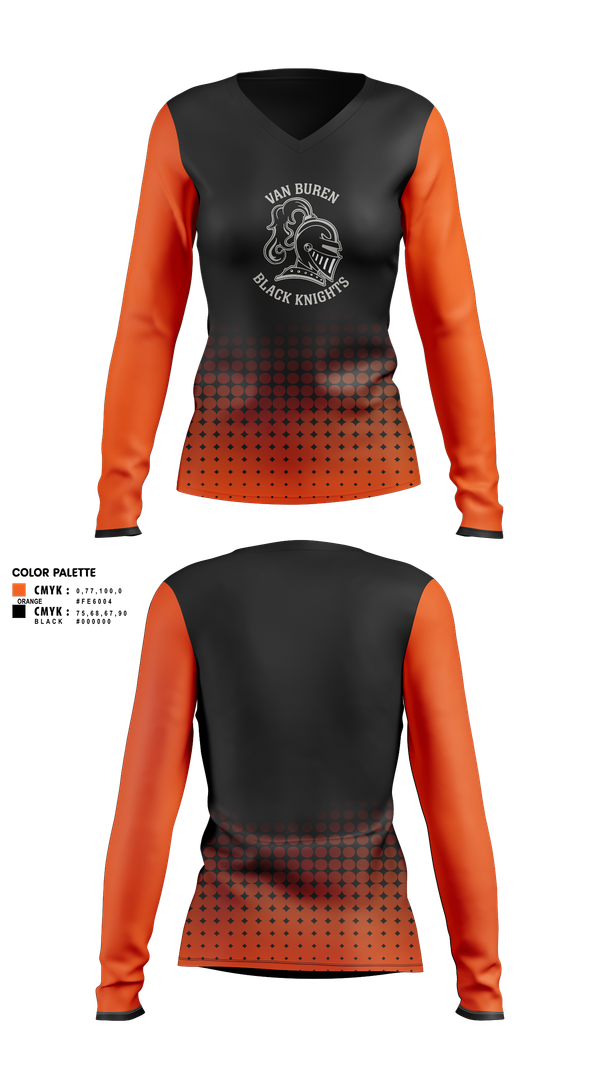 Womens Long Sleeve Vneck Shirt, Van Buren Youth Soccer Association, Spirit Store, Teamtime, Team time, sublimation, custom sports apparel, team uniforms, spirit wear, spiritwear, sports uniforms, custom shirts, team store, custom team store, fundraiser sports, apparel fundraiser