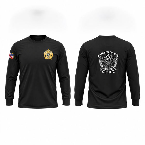 Long Sleeve Performance Shirt, Cameron County Sheriff's Office CERT, Police, Teamtime, Team time, sublimation, custom sports apparel, team uniforms, spirit wear, spiritwear, sports uniforms, custom shirts, team store, custom team store, fundraiser sports, apparel fundraiser