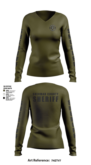 Womens Long Sleeve Vneck Shirt, Sherman Co SO Kansas, Police, Teamtime, Team time, sublimation, custom sports apparel, team uniforms, spirit wear, spiritwear, sports uniforms, custom shirts, team store, custom team store, fundraiser sports, apparel fundraiser