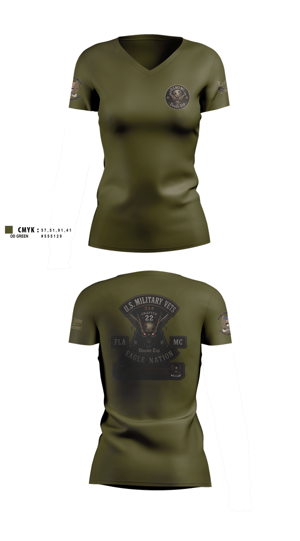 USMVMC Double Tap Women's Short Sleeve V-neck Shirt - 2