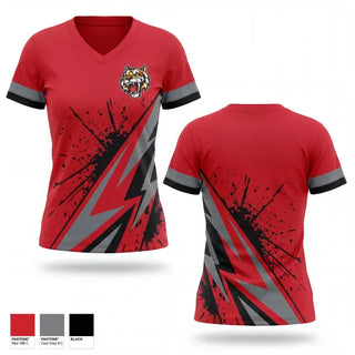 Womens Short Sleeve Vneck Shirt, South Hardin Tigers, Softball, Teamtime, Team time, sublimation, custom sports apparel, team uniforms, spirit wear, spiritwear, sports uniforms, custom shirts, team store, custom team store, fundraiser sports, apparel fundraiser