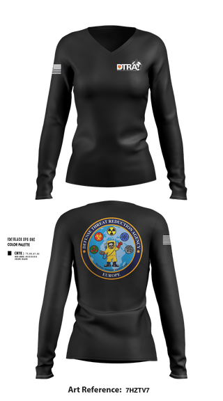 Womens Long Sleeve Vneck Shirt, DTRA-Europe, Army, Teamtime, Team time, sublimation, custom sports apparel, team uniforms, spirit wear, spiritwear, sports uniforms, custom shirts, team store, custom team store, fundraiser sports, apparel fundraiser