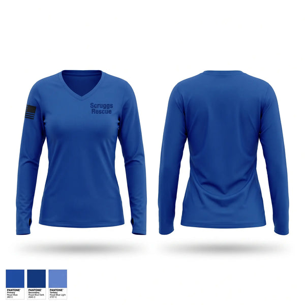 Womens Long Sleeve Vneck Shirt, Scruggs Rescue, EMS/EMT, Teamtime, Team time, sublimation, custom sports apparel, team uniforms, spirit wear, spiritwear, sports uniforms, custom shirts, team store, custom team store, fundraiser sports, apparel fundraiser