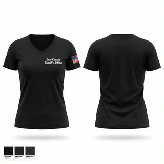 Womens Short Sleeve Vneck Shirt, Gray County Sheriff’s Office, Police, Teamtime, Team time, sublimation, custom sports apparel, team uniforms, spirit wear, spiritwear, sports uniforms, custom shirts, team store, custom team store, fundraiser sports, apparel fundraiser