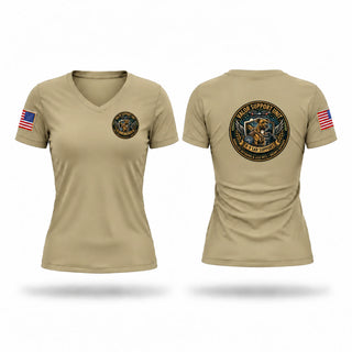 Womens Short Sleeve Vneck Shirt, Cottonbailers Delta Dragons, Army, Teamtime, Team time, sublimation, custom sports apparel, team uniforms, spirit wear, spiritwear, sports uniforms, custom shirts, team store, custom team store, fundraiser sports, apparel fundraiser