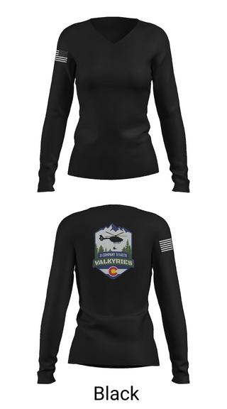Womens Long Sleeve Vneck Shirt, D Co 3-140th AVN, National Guard, Teamtime, Team time, sublimation, custom sports apparel, team uniforms, spirit wear, spiritwear, sports uniforms, custom shirts, team store, custom team store, fundraiser sports, apparel fundraiser