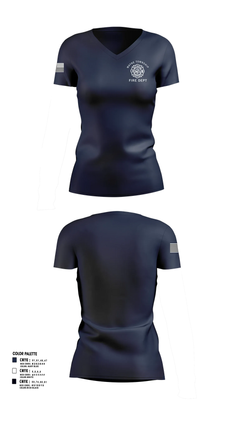 Womens Short Sleeve Vneck Shirt, Wayne Township Volunteer Fire Department, Fire Department, Teamtime, Team time, sublimation, custom sports apparel, team uniforms, spirit wear, spiritwear, sports uniforms, custom shirts, team store, custom team store, fundraiser sports, apparel fundraiser
