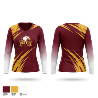 Womens Long Sleeve Vneck Shirt, Pettus Eagles, , Teamtime, Team time, sublimation, custom sports apparel, team uniforms, spirit wear, spiritwear, sports uniforms, custom shirts, team store, custom team store, fundraiser sports, apparel fundraiser