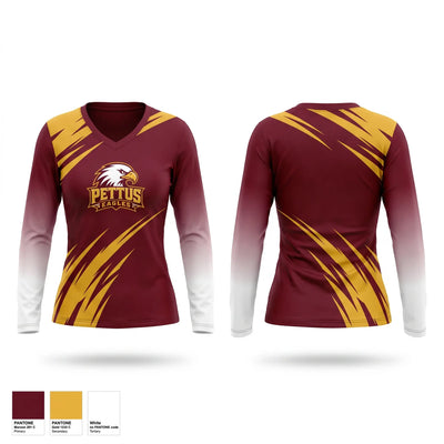 Pettus Eagles Women's Long Sleeve V-neck Shirt - 1