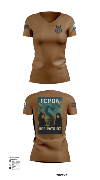 Womens Short Sleeve Vneck Shirt, USS PATRIOT FCPOA 2, Navy, Teamtime, Team time, sublimation, custom sports apparel, team uniforms, spirit wear, spiritwear, sports uniforms, custom shirts, team store, custom team store, fundraiser sports, apparel fundraiser