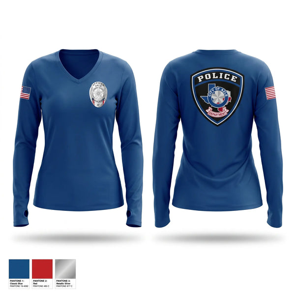 Womens Long Sleeve Vneck Shirt, Azle Police, Police, Teamtime, Team time, sublimation, custom sports apparel, team uniforms, spirit wear, spiritwear, sports uniforms, custom shirts, team store, custom team store, fundraiser sports, apparel fundraiser