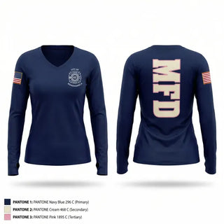 Womens Long Sleeve Vneck Shirt, City Of Monongahela Fire Department, Fire Department, Teamtime, Team time, sublimation, custom sports apparel, team uniforms, spirit wear, spiritwear, sports uniforms, custom shirts, team store, custom team store, fundraiser sports, apparel fundraiser