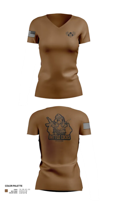 BATTLECOCKS, Boldsteel, 2-32 Far. 8081445 Women's Short Sleeve V-neck Shirt - 110