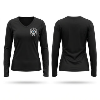 Womens Long Sleeve Vneck Shirt, Hazmat Emergency Response Unit, Fire Department, Teamtime, Team time, sublimation, custom sports apparel, team uniforms, spirit wear, spiritwear, sports uniforms, custom shirts, team store, custom team store, fundraiser sports, apparel fundraiser