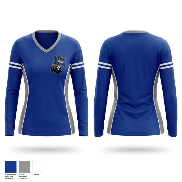 Womens Long Sleeve Vneck Shirt, Wilkinsburg Twerps, , Teamtime, Team time, sublimation, custom sports apparel, team uniforms, spirit wear, spiritwear, sports uniforms, custom shirts, team store, custom team store, fundraiser sports, apparel fundraiser